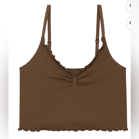 🔴 3/$12 No Boundaries Brown Ruffled Triangle Cami Bralette! NWT! Size Medium! - Picture 3 of 7